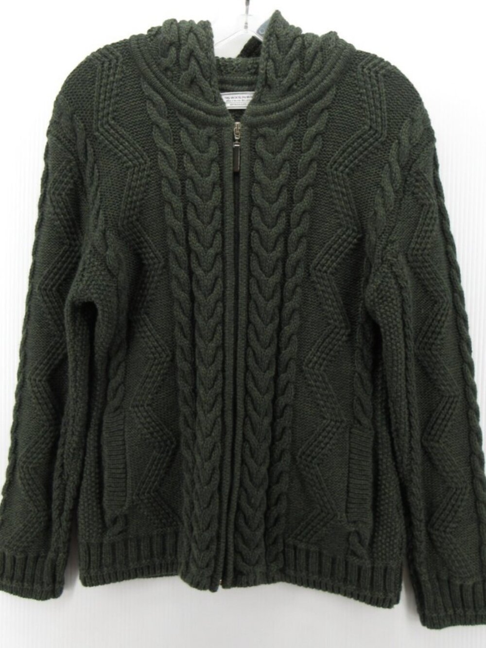 The Woollen Market Sweater Medium Merino Wool Arab Cardigan Cable